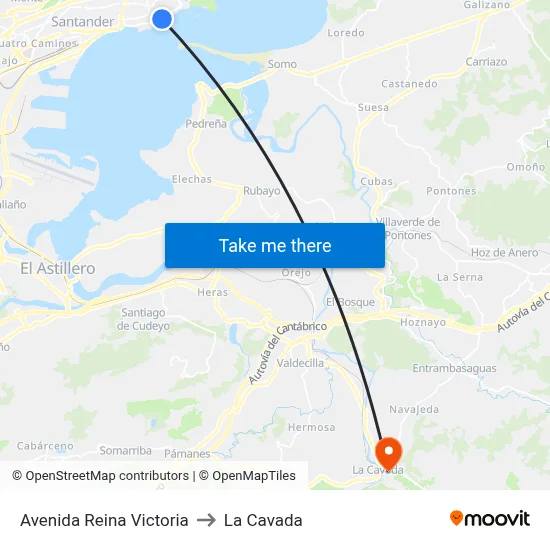 Avenida Reina Victoria to La Cavada map