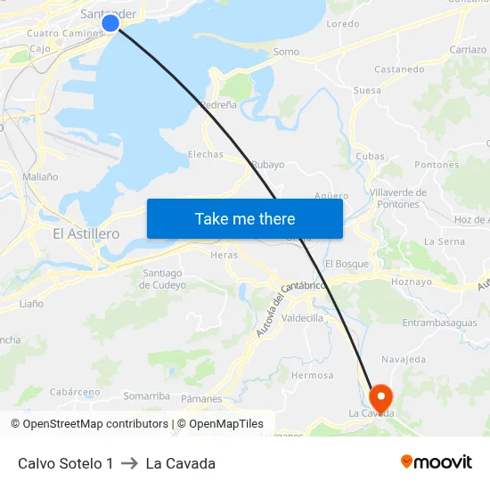 Calvo Sotelo 1 to La Cavada map