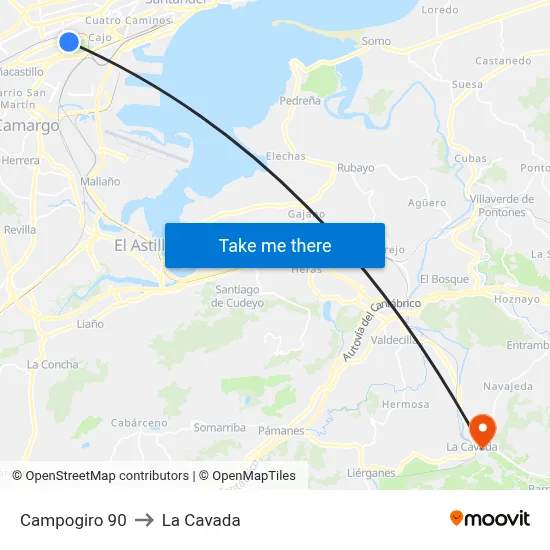 Campogiro 90 to La Cavada map