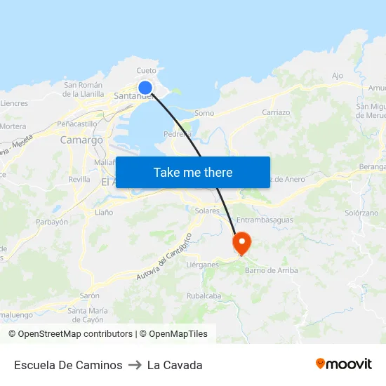 Escuela De Caminos to La Cavada map