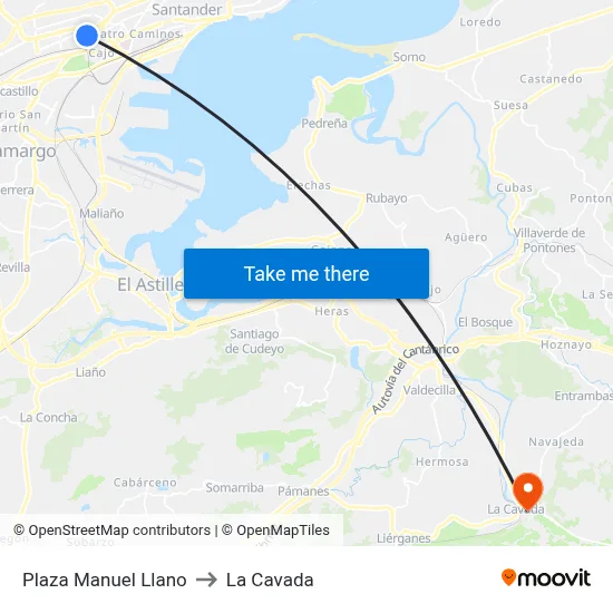 Plaza Manuel Llano to La Cavada map