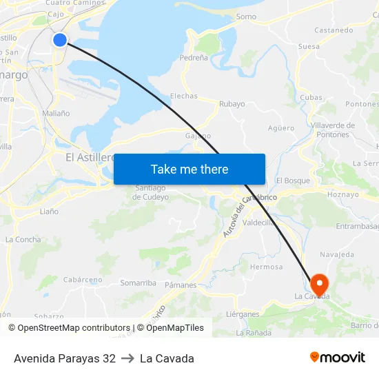 Avenida Parayas 32 to La Cavada map