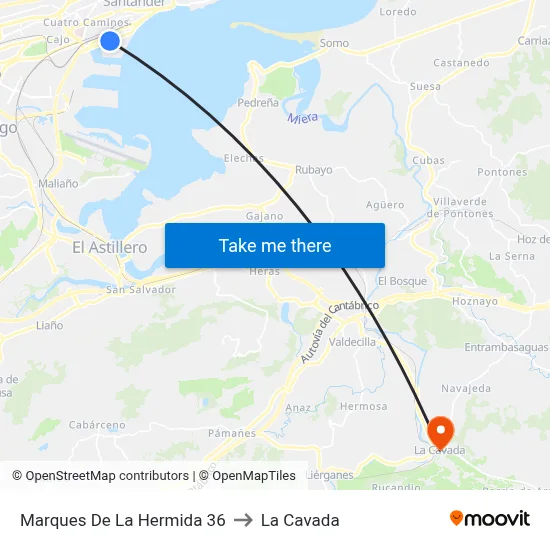 Marques De La Hermida 36 to La Cavada map