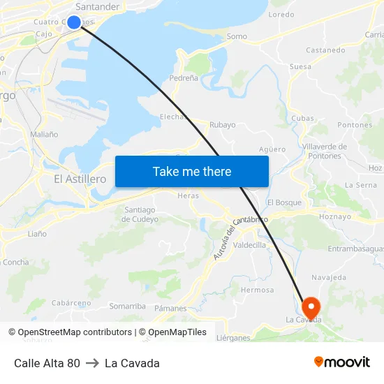 Calle Alta 80 to La Cavada map