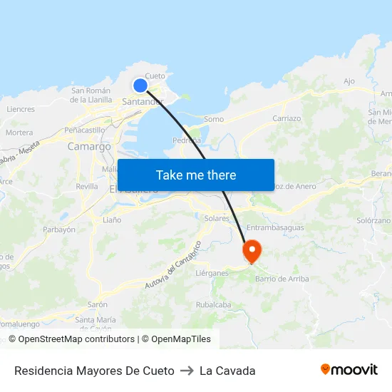 Residencia Mayores De Cueto to La Cavada map