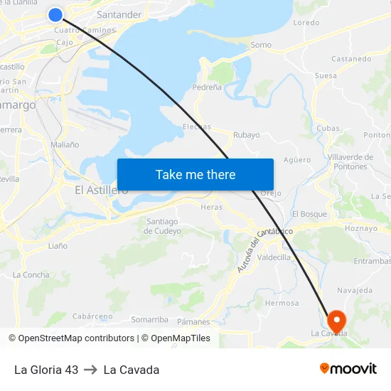 La Gloria 43 to La Cavada map