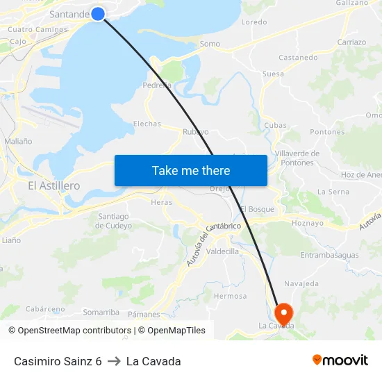 Casimiro Sainz 6 to La Cavada map