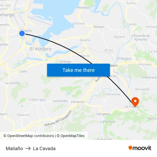 Maliaño to La Cavada map