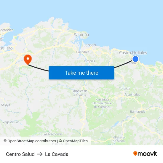 Centro Salud to La Cavada map