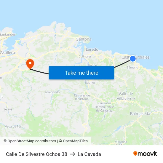 Calle De Silvestre Ochoa 38 to La Cavada map