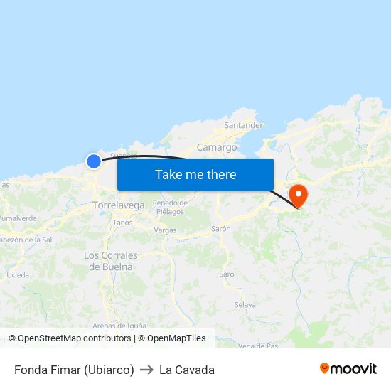 Fonda Fimar (Ubiarco) to La Cavada map