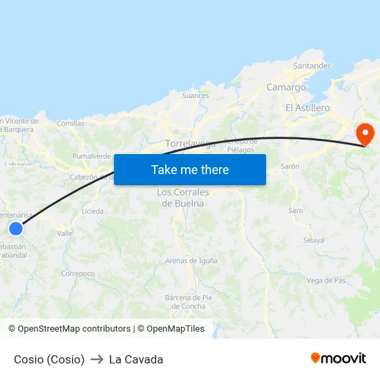 Cosio (Cosio) to La Cavada map
