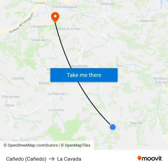 Cañedo (Cañedo) to La Cavada map