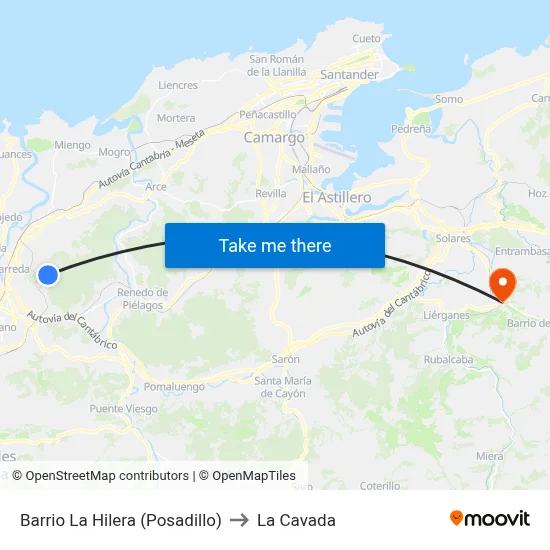 Barrio La Hilera (Posadillo) to La Cavada map
