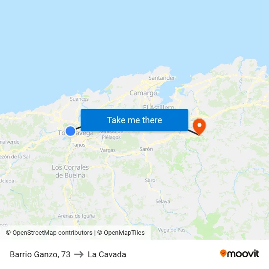 Barrio Ganzo, 73 to La Cavada map