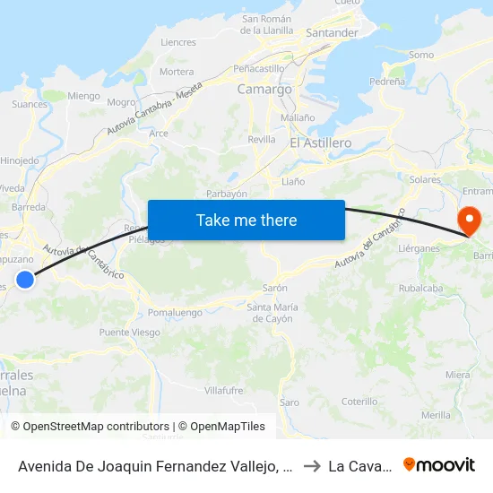 Avenida De Joaquin Fernandez Vallejo, 133 to La Cavada map
