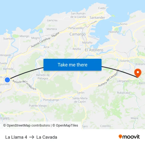 La Llama 4 to La Cavada map