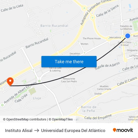 Instituto Alisal to Universidad Europea Del Atlántico map