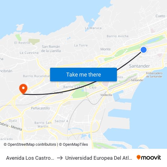 Avenida Los Castros 83 to Universidad Europea Del Atlántico map