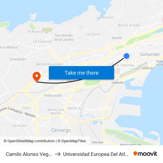 Camilo Alonso Vega 32 to Universidad Europea Del Atlántico map