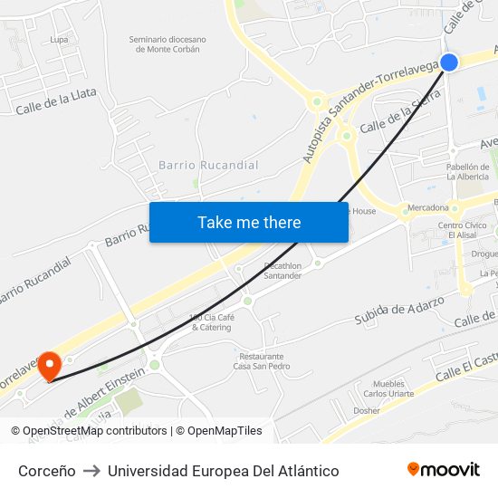 Corceño to Universidad Europea Del Atlántico map