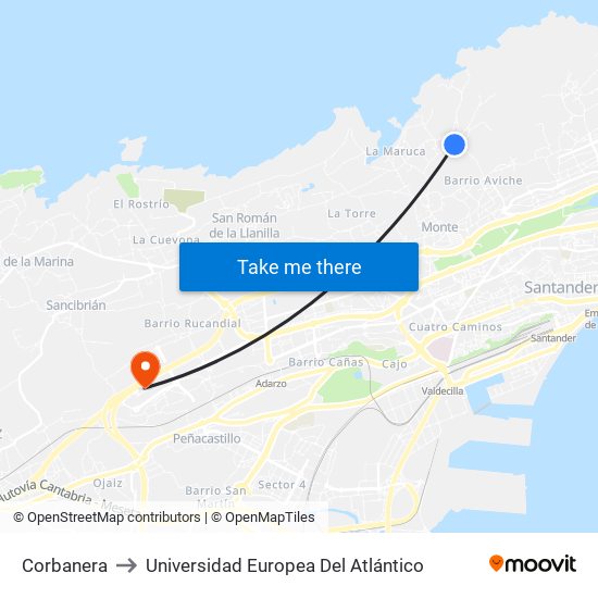 Corbanera to Universidad Europea Del Atlántico map