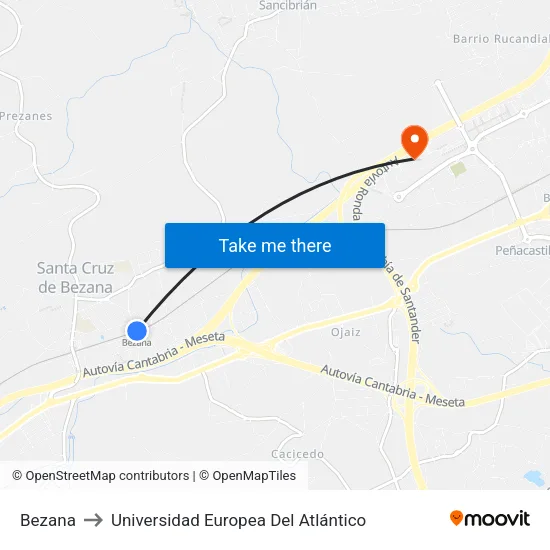 Bezana to Universidad Europea Del Atlántico map