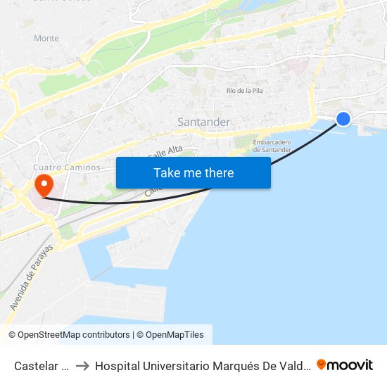 Castelar 29 to Hospital Universitario Marqués De Valdecilla map