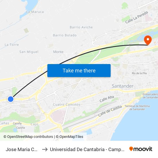 Jose Maria Cossio 24 to Universidad De Cantabria - Campus De Santander map