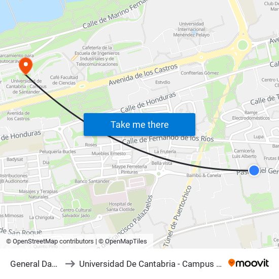 General Davila 28 to Universidad De Cantabria - Campus De Santander map