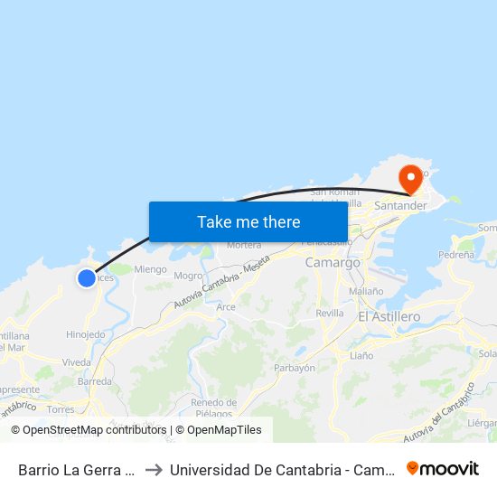 Barrio La Gerra (Suances) to Universidad De Cantabria - Campus De Santander map