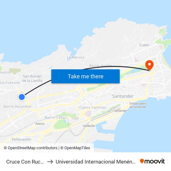 Cruce Con Rucandial to Universidad Internacional Menéndez Pelayo map