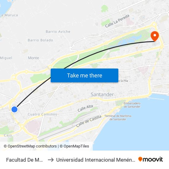 Facultad De Medicina to Universidad Internacional Menéndez Pelayo map