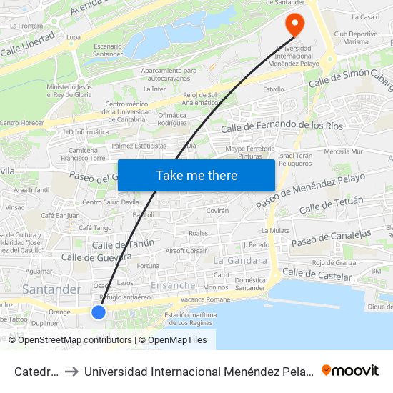 Catedral to Universidad Internacional Menéndez Pelayo map