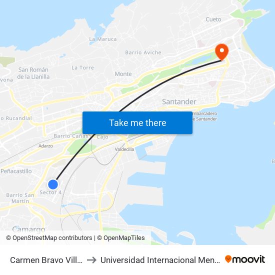 Carmen Bravo Villasante 1 to Universidad Internacional Menéndez Pelayo map