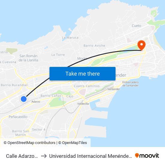 Calle Adarzo 117 to Universidad Internacional Menéndez Pelayo map