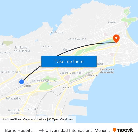 Barrio Hospitalillo 40 to Universidad Internacional Menéndez Pelayo map