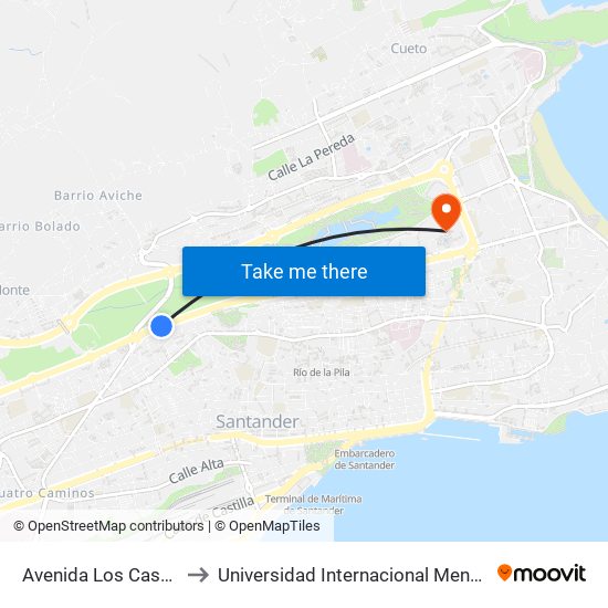 Avenida Los Castros 115 to Universidad Internacional Menéndez Pelayo map