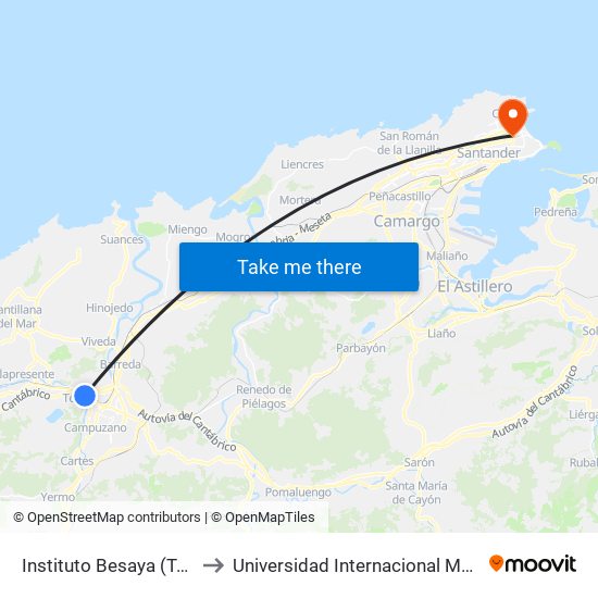 Instituto Besaya (Torrelavega) to Universidad Internacional Menéndez Pelayo map