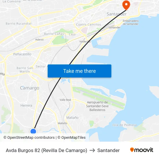 Avda Burgos 82 (Revilla De Camargo) to Santander map