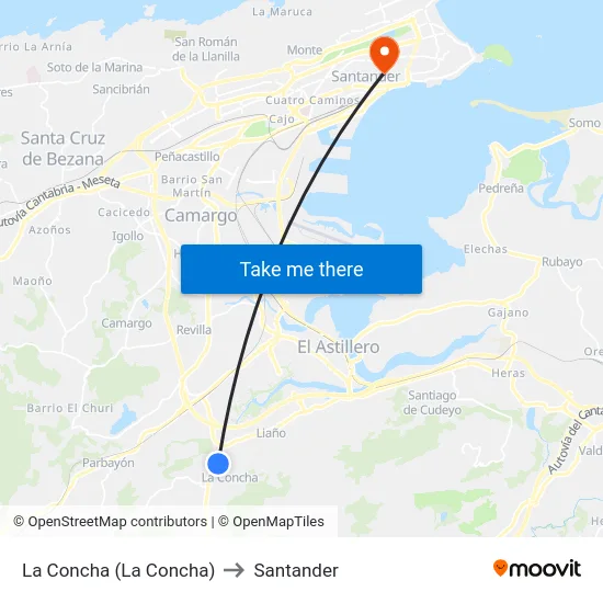La Concha (La Concha) to Santander map