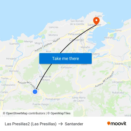 Las Presillas2 (Las Presillas) to Santander map