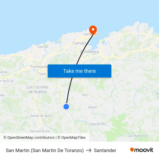 San Martin (San Martin De Toranzo) to Santander map