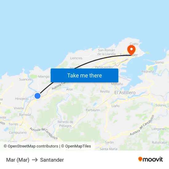 Mar (Mar) to Santander map