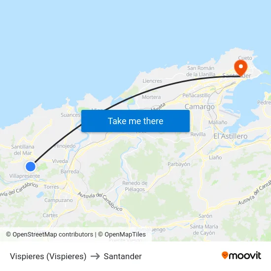Vispieres (Vispieres) to Santander map