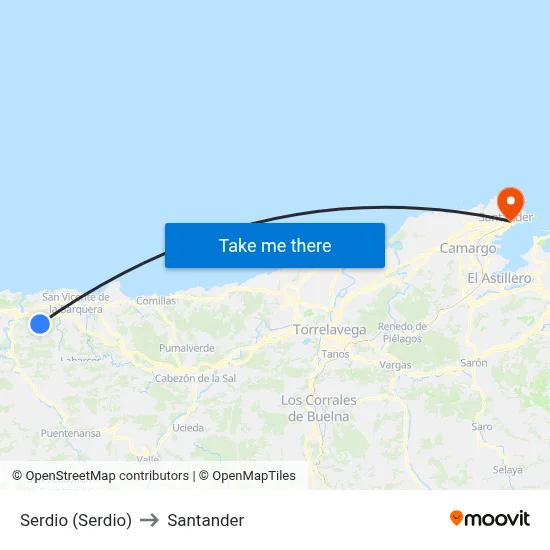 Serdio (Serdio) to Santander map