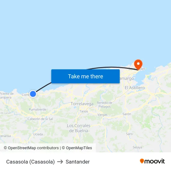 Casasola (Casasola) to Santander map