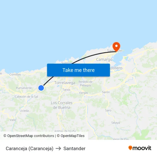 Caranceja (Caranceja) to Santander map