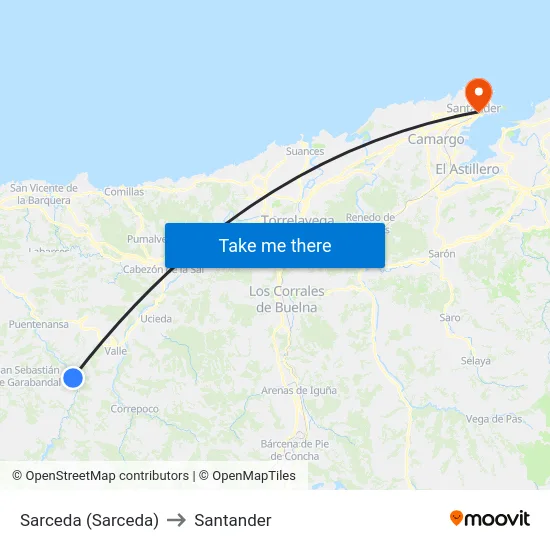 Sarceda (Sarceda) to Santander map