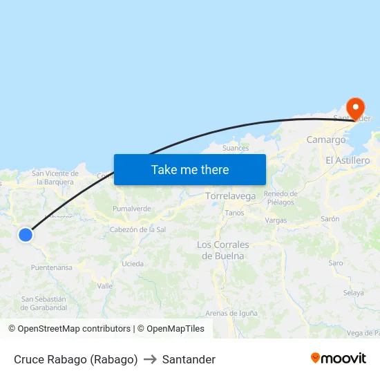 Cruce Rabago (Rabago) to Santander map